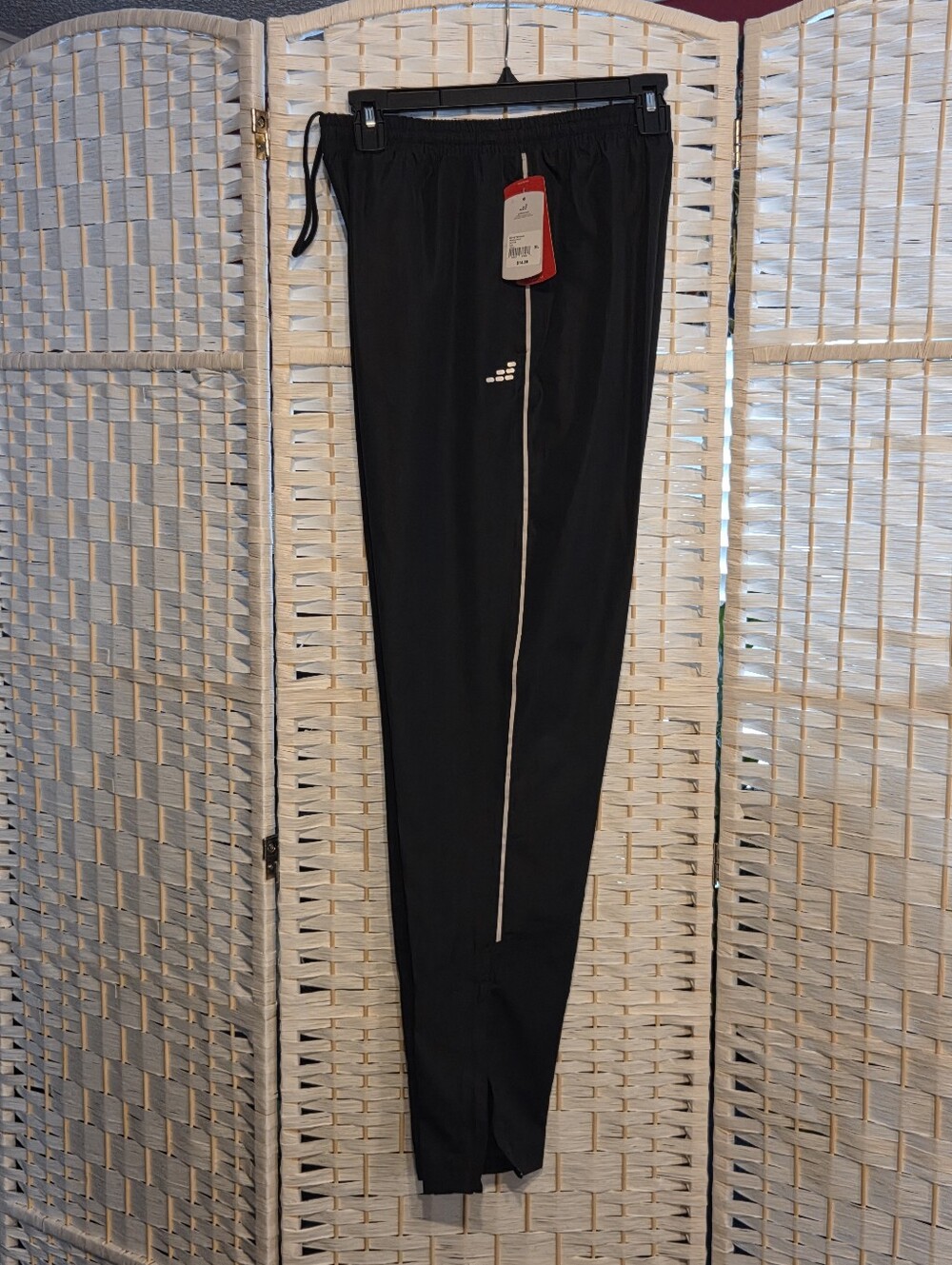 Men's Black Athletic Track Pants with Reflective Trim, BCG, size XL, New W/ Tags